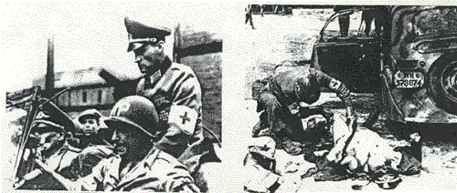 German Officer POW  and 63rd Medic treats wounded German