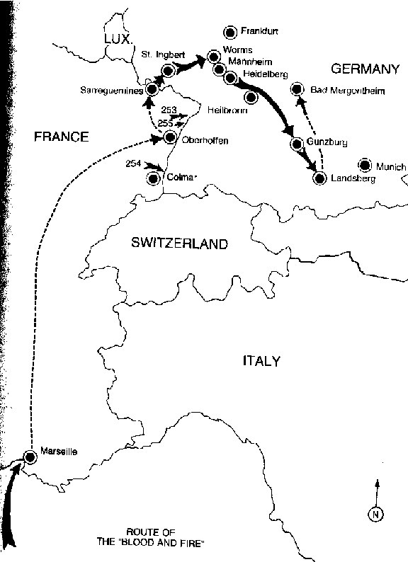 Route of the 63rd Infantry Division in Combat