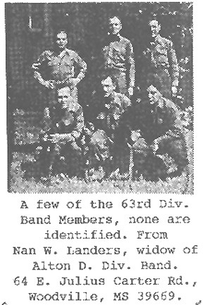 63d Infantry Division Band Members