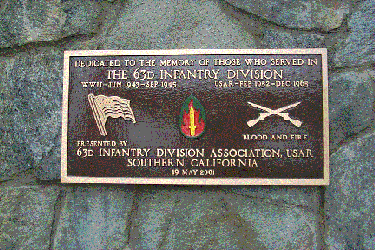 63rd Infantry Division Memorial Plaque