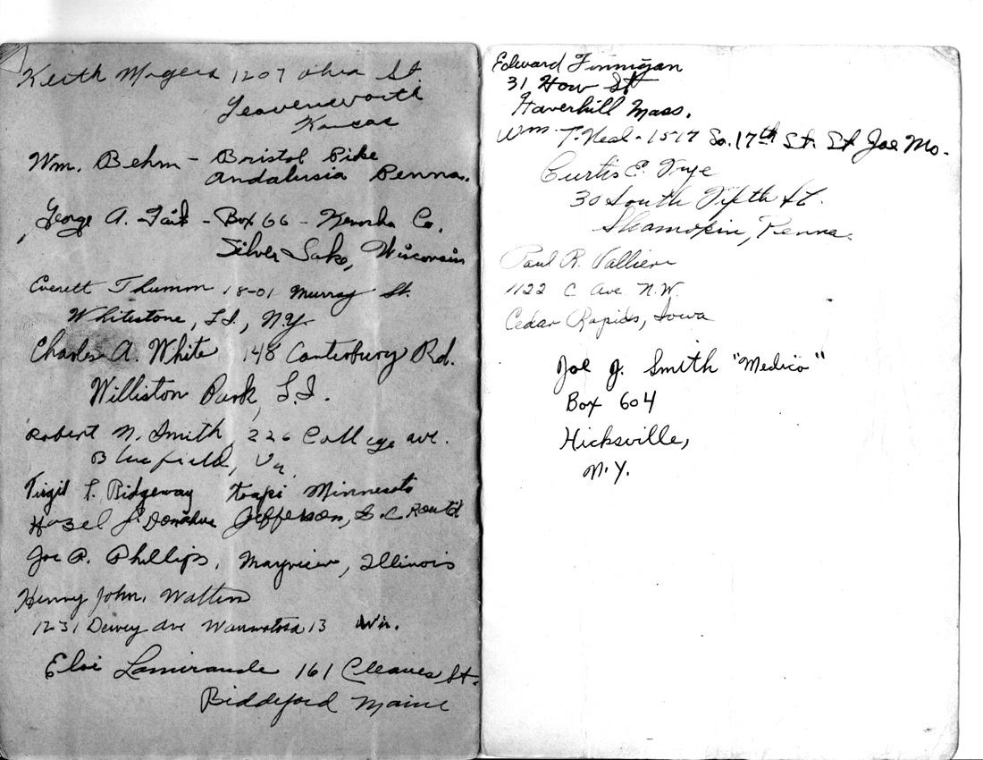Address pages - Pvt Porter M/255th Inf