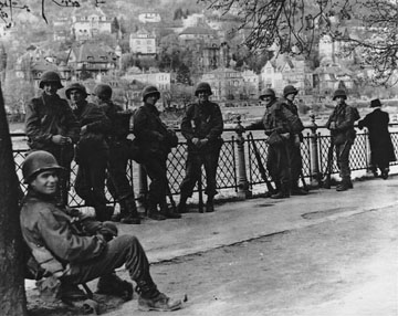 US Troops along the Rhein Neckar River- 1945