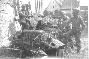 253d vehicle destroyed by enemy fire Stein, Germany Apr 45