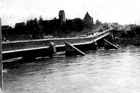 view of Danube River bridge, Leipheim, Germany April 1945