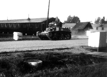 Tank in company area, Cp Van Dorn, MS 1944