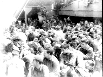 B/718th FA Bn on board ship enroute to Europe 1945