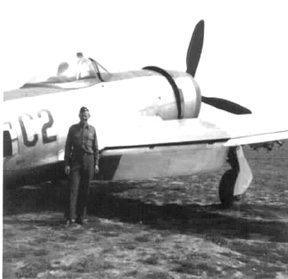 Lt Allen and P47 aircraft, Weisbaden, Germany 1945