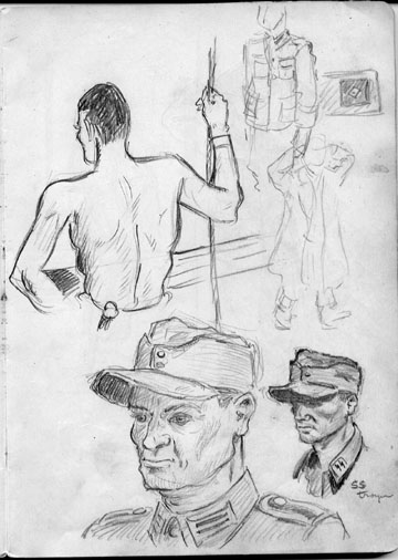 Sketch by T/Sgt Yakas F/254th Inf while in combat 1945