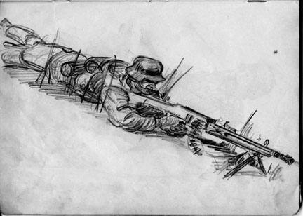 Sketch by T/Sgt Yakas F 254th Infantry while in combat 1945