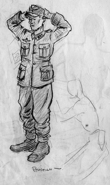Sketch by T/Sgt Yakas F/254th Infantry while in combat 1945