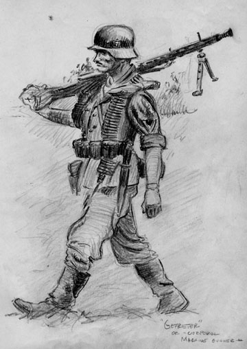 Sketch by T/Sgt Yakas F/254th Infantry while in combat 1945
