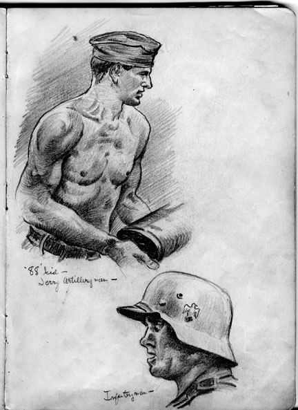 Sketch by T/Sgt Yakas F/254th Infantry while in Combat 1945