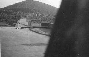 Blown bridge over Neckar River at Heidelbergin