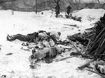 View of dead following the battle for Jebsheim, France Jan 45