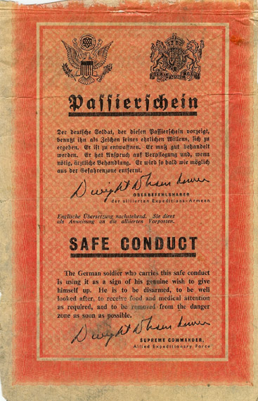 Safe Conduct Pass for German Soldiers