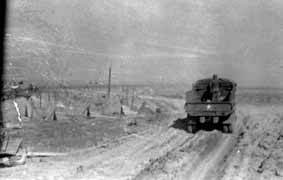 Hq 254th Infantry moving through the Siegfried Line Mar 45