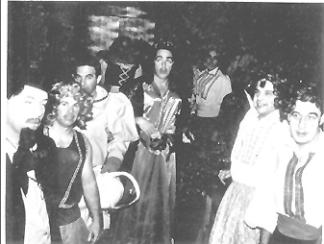 WWII cast of Carmen readying themselves for the 1985 production