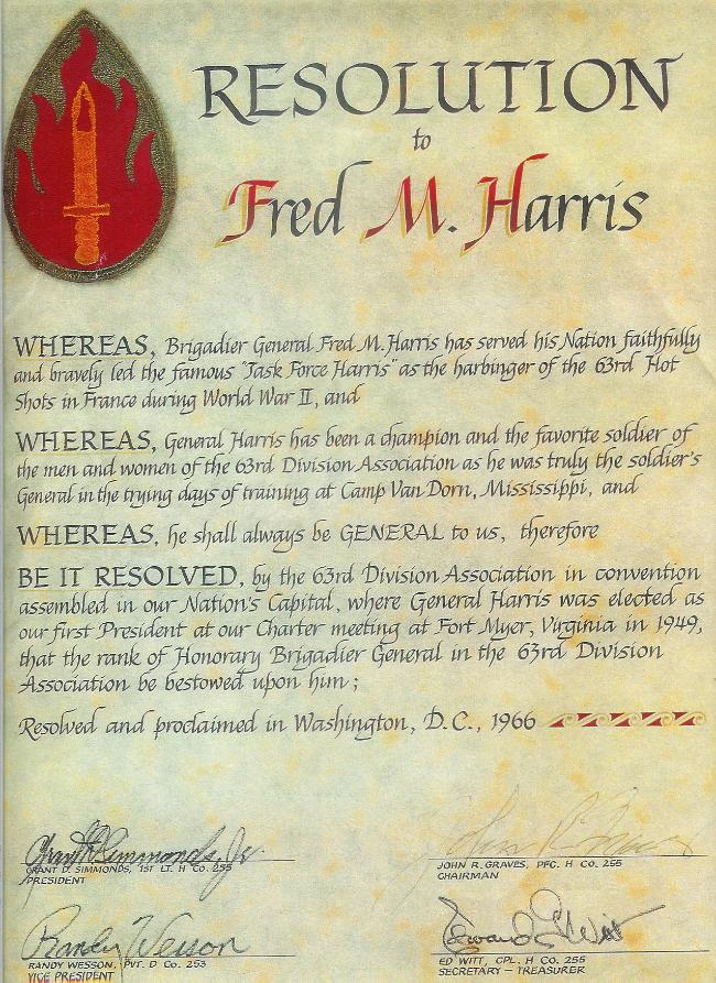 Proclamation relating to BG Harris
