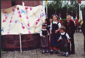 School Children of Jebsheim France present Peace sign
