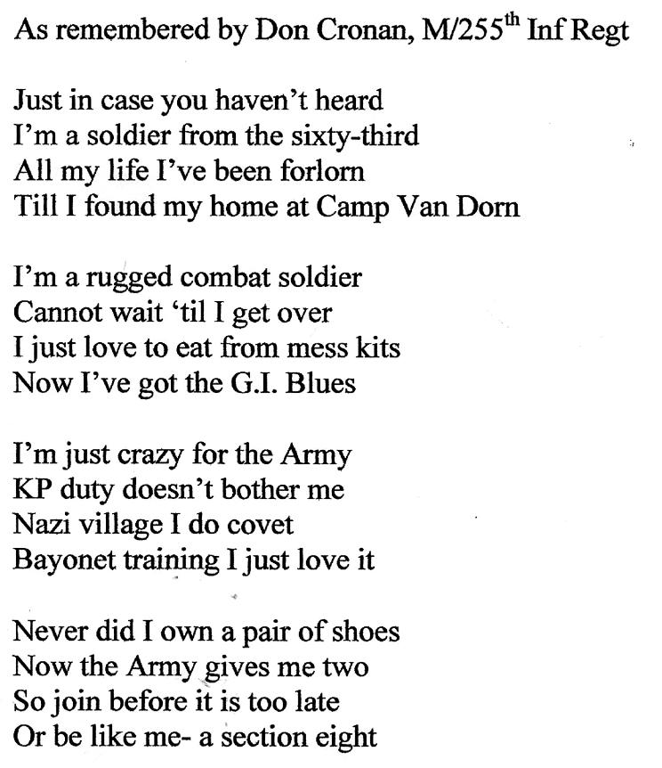 Words to the 63rd Inf Div song