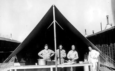 Mess tent B/718th FA Bn Cp Van Dorn, MS 1944