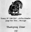 Thanksgiving Menu, B/718th FA Bn Cp Van Dorn, MS 1943