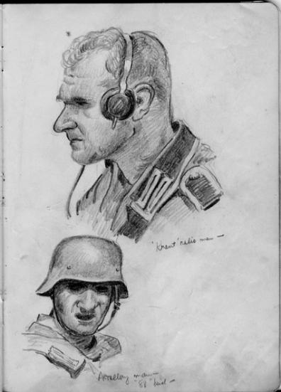 Sketch by T/Sgt Yakas F/254th Infantry while in  combat 1945