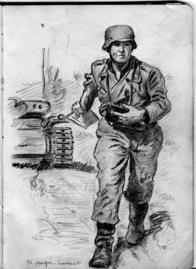 Sketch by T/Sgt Yakas F/254th Infantry while in combat 1945