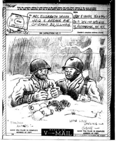 V-Mail home by T/Sgt Yakas F/254th Inf