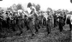 63d Band plays for departing troops, Bad Mergentheim, Germany 1945