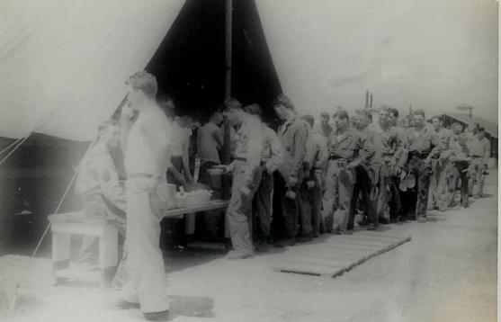 Hq Co 254th Inf Chow Line Cp Van Dorn MS 1944