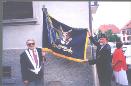 Showing the 254th Infantry Regimental Colors