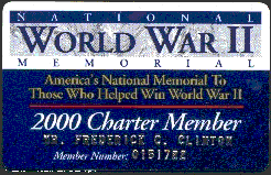 National WWII Memorial Membership Card